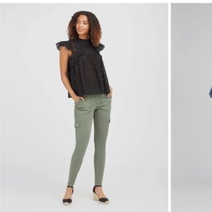 NWT Spanx Olive Green Twill Ankle‎ Cargo Pants Women’s Size M